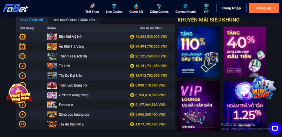 Slot Games đa chủ đề tại tin888 win